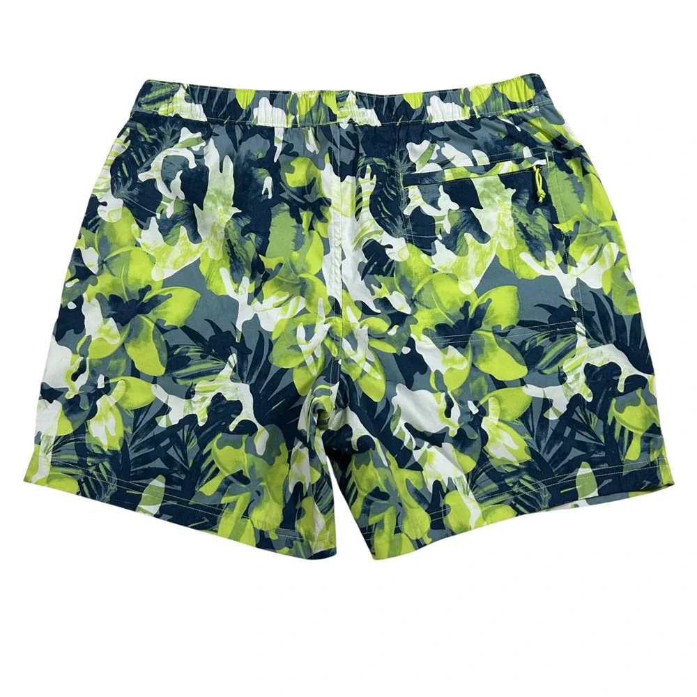 The North Face Class V Shorts Mens L Green Tropical Floral Camo Hiking 7 Inseam